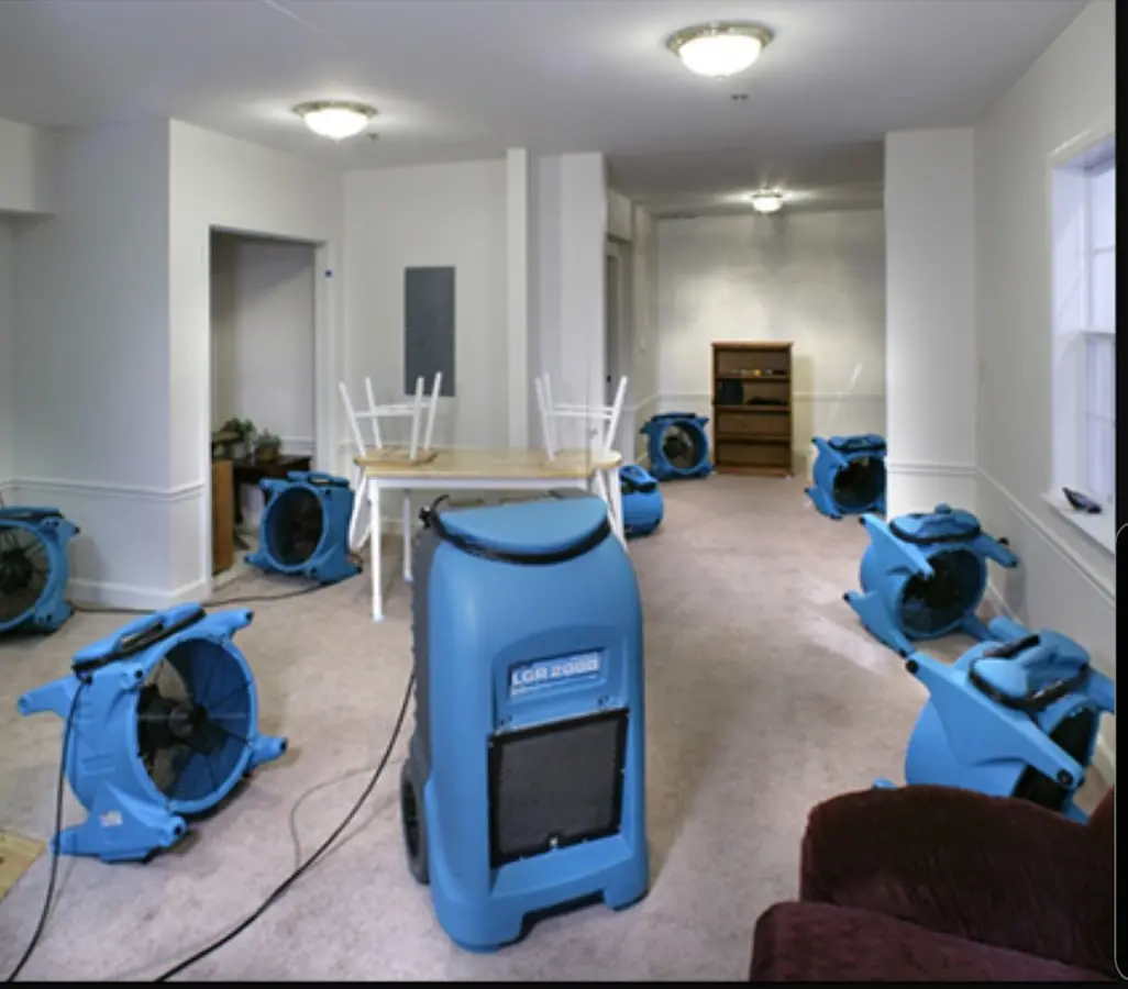 Air movers and dehumidifier setup for Water Extraction & Removal in Hartford City
